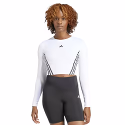 Adidas Womens/Ladies Hyperglam Aeroready Long-Sleeved Crop T-Shirt