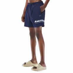 Lacoste Mens Stripe Quick Dry Logo Swimming Trunks - M, Blue