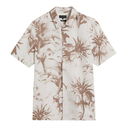 Ted Baker Unisex Adult Belmar Linen Blend Short-Sleeved Shirt - S, Natural
