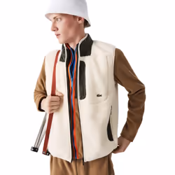 Lacoste Mens Sherpa Fleece Gilet - XL, Cream