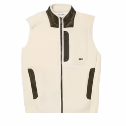 Lacoste Mens Sherpa Fleece Gilet - 3XL, Cream