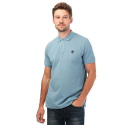 Timberland Mens Pique Short-Sleeved Polo Shirt - S, Light Blue