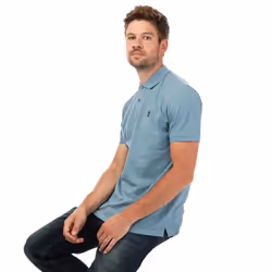 Timberland Mens Pique Short-Sleeved Polo Shirt - S, Light Blue