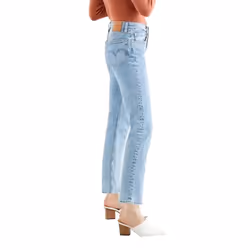 Levis Womens/Ladies 501 Leather Patch Cropped Jeans - 30XS, Light Blue
