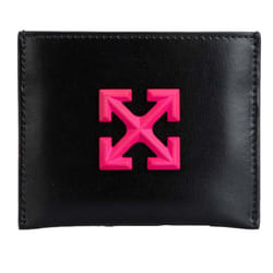 Off White Jitney Simple Logo Leather Card Holder - One Size, Black/Pink