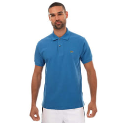 Lacoste Mens Ribbed Collar Short-Sleeved Polo Shirt - S, Blue