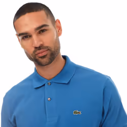 Lacoste Mens Ribbed Collar Short-Sleeved Polo Shirt - XS, Blue