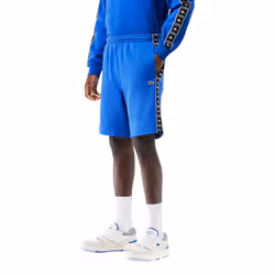 Lacoste Mens Fleece Stripe Logo Shorts - S, Blue