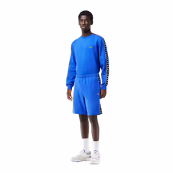 Lacoste Mens Fleece Stripe Logo Shorts - S, Blue