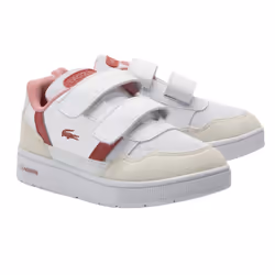 Lacoste Childrens/Kids T-Clip Synthetic Suede Trainers - 6 UK Child, White/Pink
