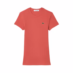 Lacoste Womens/Ladies Ribbed Slim T-Shirt - 6 UK, Red