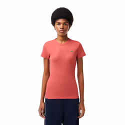 Lacoste Womens/Ladies Ribbed Slim T-Shirt - 6 UK, Red