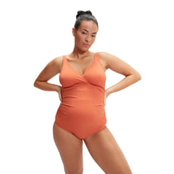 Speedo Womens/Ladies V Neck Maternity One Piece Swimsuit - 8 UK, Orange