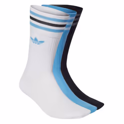 Adidas Unisex Adult Solid Crew Socks (Pack of 3) - 2.5 UK-5 UK, White/Blue/Black