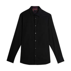 Ted Baker Mens Lecce Textured Stripe Long-Sleeved Shirt - XXL, Black