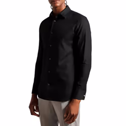 Ted Baker Mens Lecce Textured Stripe Long-Sleeved Shirt - XXL, Black
