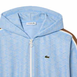 Lacoste Womens/Ladies Jacquard Monogram Full Zip Hoodie - 6 UK, Light Blue/White