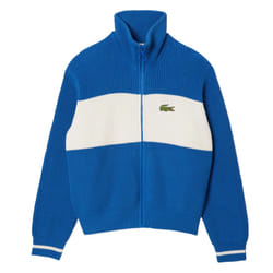 Lacoste Womens/Ladies Zipper Cotton Colour Block Cardigan - 6 UK, Blue