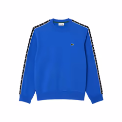 Lacoste Mens Logo Strip Crew Neck Sweatshirt - XS, Blue