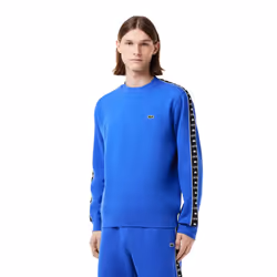 Lacoste Mens Logo Strip Crew Neck Sweatshirt - XS, Blue