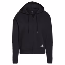 Adidas Womens/Ladies Essentials Striped Loose Fit Full Zip Hoodie - 8 UK - 10 UK, Black
