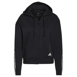 Adidas Womens/Ladies Essentials Striped Loose Fit Full Zip Hoodie - 4 UK - 6 UK, Black