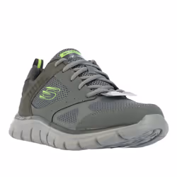 Skechers Mens Track Syntac Coated Leather Trainers - 6 UK, Charcoal