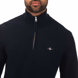 Gant Mens Textured Cotton Half Zip Jumper