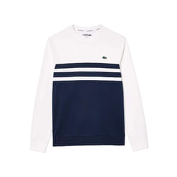 Lacoste Mens Interlock Stretch Tennis Sweatshirt - XS, White/Navy