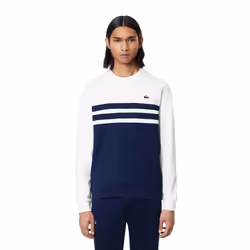 Lacoste Mens Interlock Stretch Tennis Sweatshirt - S, White/Navy