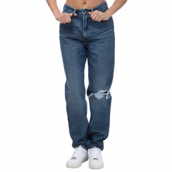 Levis Womens/Ladies 80's Leather Patch Mom Jeans - 27S, Denim