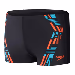 Speedo Mens Tech Swim Shorts - 40R, Black/Orange