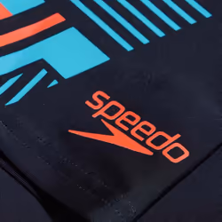 Speedo Mens Tech Swim Shorts - 40R, Black/Orange