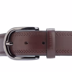 Ted Baker Picolt Brogue Detailing Bovine Leather Belt - 34in, Red