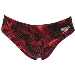 Speedo Mens Allover Swim Briefs - 28R, Black/Red