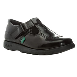 Kickers Girls Fragma Patent Leather T-Bar Shoes - 2.5 UK, Black