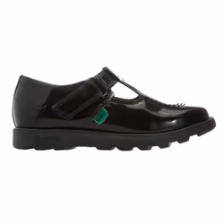 Kickers Girls Fragma Patent Leather T-Bar Shoes - 2.5 UK, Black