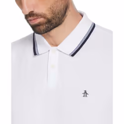 Original Penguin Mens PiquÃ© Tipped Polo Shirt - S, White