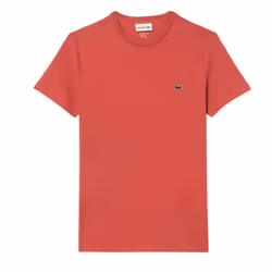 Lacoste Mens Pima Monochrome Cotton Jersey Crew Neck T-Shirt - XS, Red