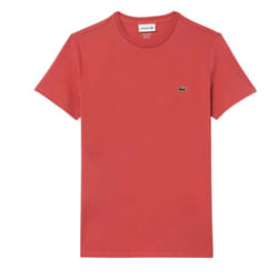 Lacoste Mens Pima Monochrome Cotton Jersey Crew Neck T-Shirt - S, Red