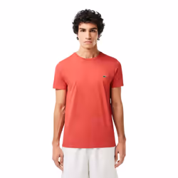 Lacoste Mens Pima Monochrome Cotton Jersey Crew Neck T-Shirt - S, Red