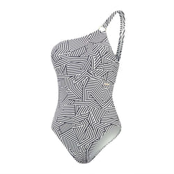 Speedo Womens/Ladies Asymmetric One Piece Swimsuit - 18 UK, Black/White
