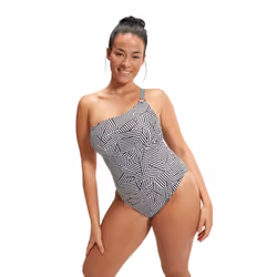 Speedo Womens/Ladies Asymmetric One Piece Swimsuit - 14 UK, Black/White