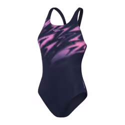 Speedo Womens/Ladies Hyper Boom Placement Muscleback One Piece Swimsuit - 8 UK, Navy/Pink