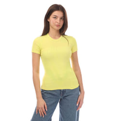 Off White Womens/Ladies Laundry Ribbed Fitted T-Shirt - 6 UK, Yellow
