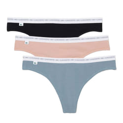 Lacoste Womens/Ladies Cotton Briefs (Pack of 3) - L, Black/Pink/Blue