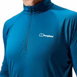 Berghaus Mens Trailblaze Half Zip Long-Sleeved T-Shirt - L, Turquoise