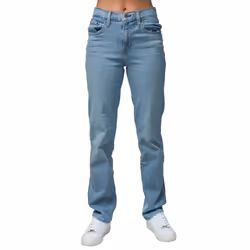 Levis Womens/Ladies 724 High Rise Leather Patch Jeans - 28R, Light Blue