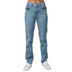 Levis Womens/Ladies 724 High Rise Leather Patch Jeans - 28R, Light Blue