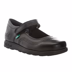 Kickers Girls Fragma Pop Leather School Shoes - 2.5 UK, Black